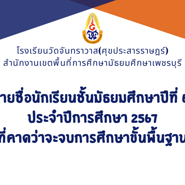 รายชื่อนักเรียนชั้นมัธยมศึกษาปีที่ 6 ปีการศึกษา 2567ที่คาดว่าจะจบการศึกษาขั้นพื้นฐาน
